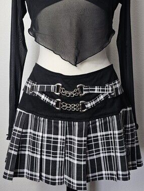 Tripp NYC Black & White Plaid Mini Skirt